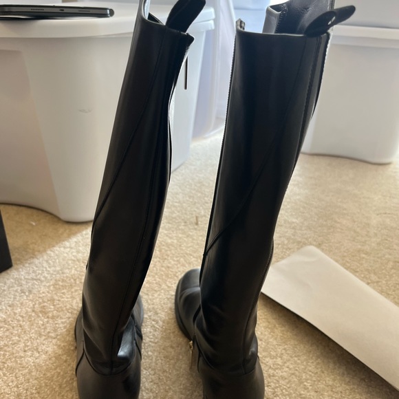 Studio Pollini Tall Black Flat Leather Riding Boots Size 9 - Picture 3 of 7
